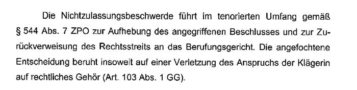 BGH Recht auf rechtliches Gehör